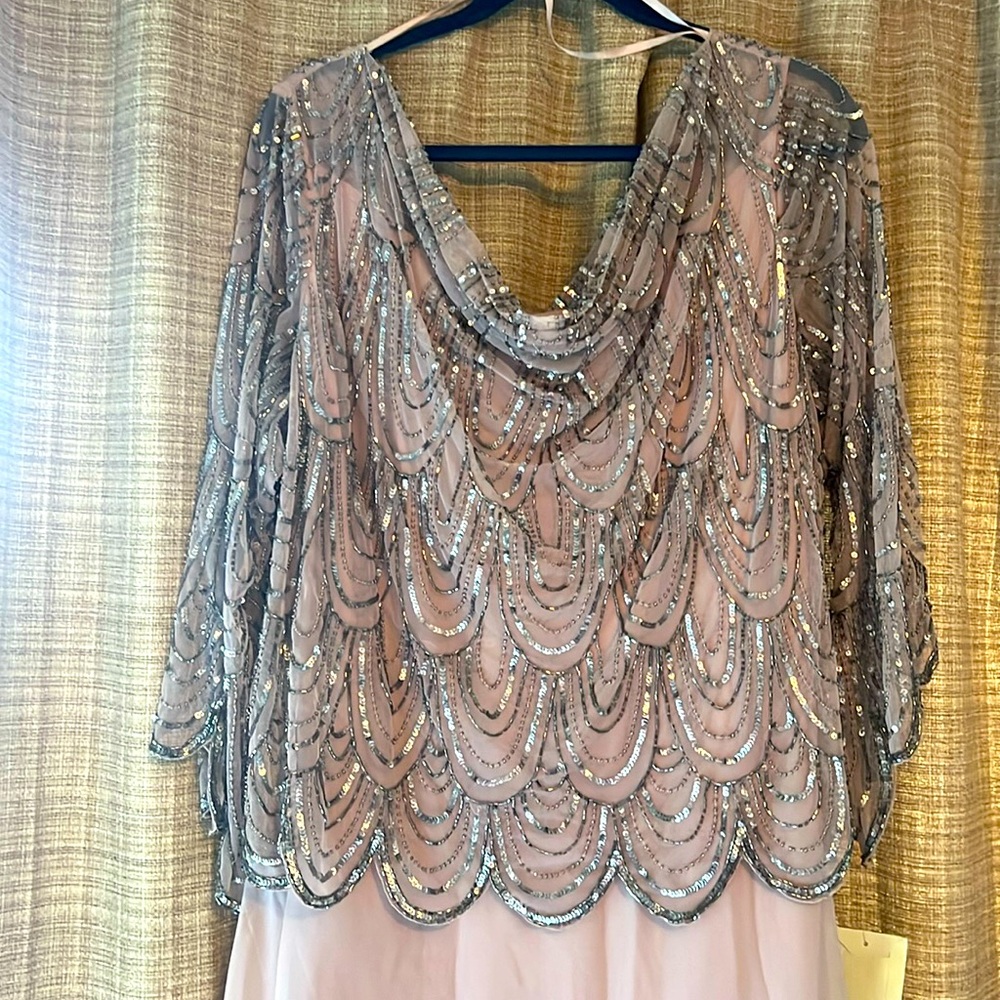 NWT Woman’s Beaded Blush Formal Gown